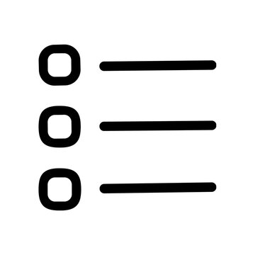 Bullet point list or order items menu icon for product selection and task checklist