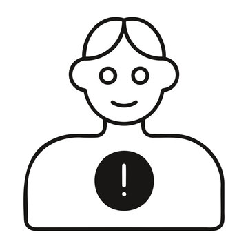 User account warning notification icon featuring person silhouette and exclamation mark sign.