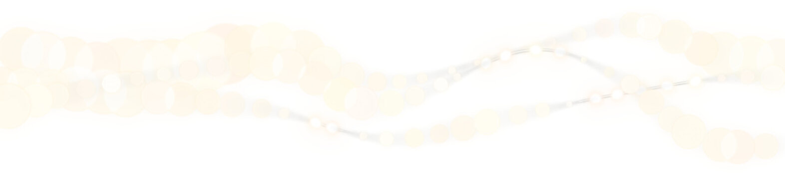 Golden bokeh lights wave on transparent background. Abstract glowing blur circles overlay. Festive shimmering vector background