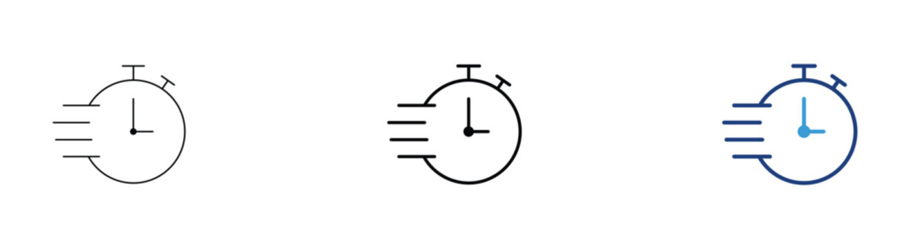Fast delivery stopwatch icon. Time management stopwatch. speed and efficiency concepts. rapid service delivery icons.