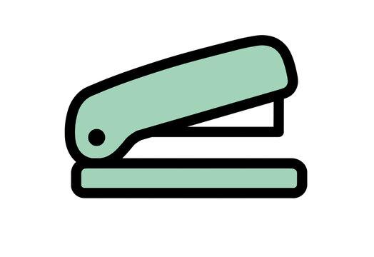Green stapler icon for office and stationery