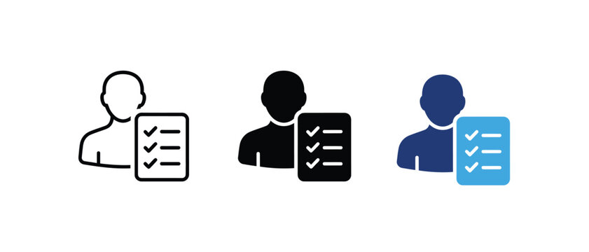 User survey task list evaluation profile icon set. Vector illustration   