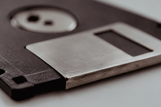Close-up of a black floppy disk