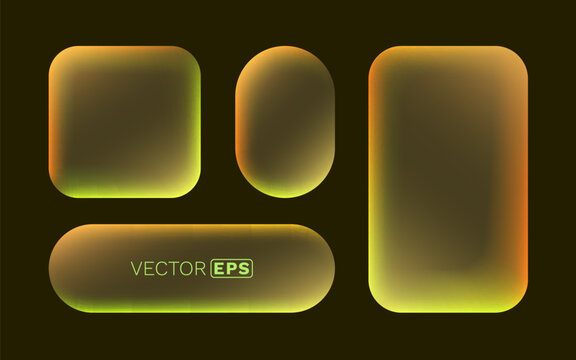 Sleek UI elements featuring glowing neon gradient shapes on a dark background, perfect for modern digital design.