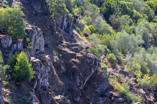 Z&ecirc;zere river rocky cliff and forest landscape