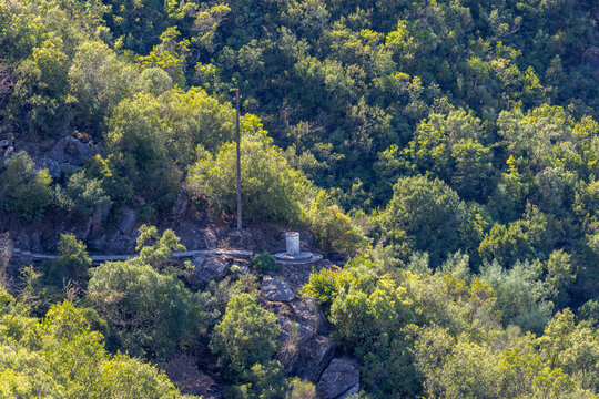 Castelo de bode dam hillside infrastructure and green forest