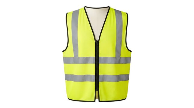 High visibility safety vest with reflective stripes isolated on white