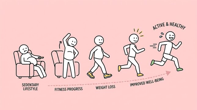 Person transforming from sedentary lifestyle to active habit