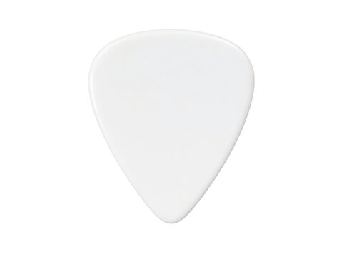 White guitar pick lies isolated on transparent background