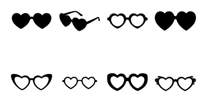 Heart shaped glasses set with silhouettes and outlines for fashion and fun, eyewear and accessories
