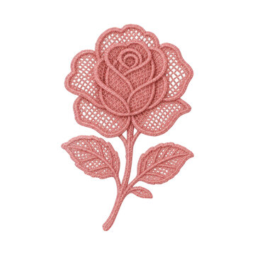 Pink lace rose PNG on transparent background, delicate floral design.