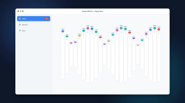 Email Notification Interface with Animated Audio Waveform Data Visualization