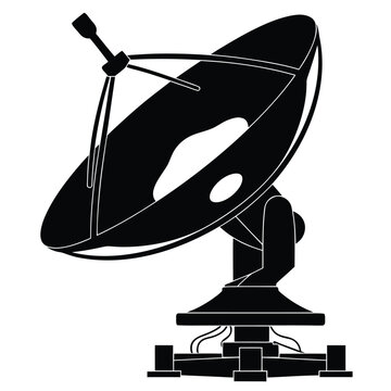 Satellite Ground Station Communication Antenna Silhouette Vector
