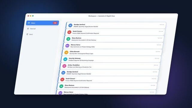 Isometric Email Inbox Notification App Interface Animation