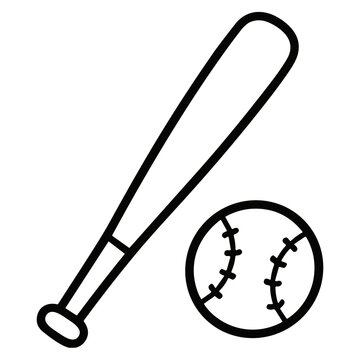 Baseball bat and ball icon for team sports game and tournament