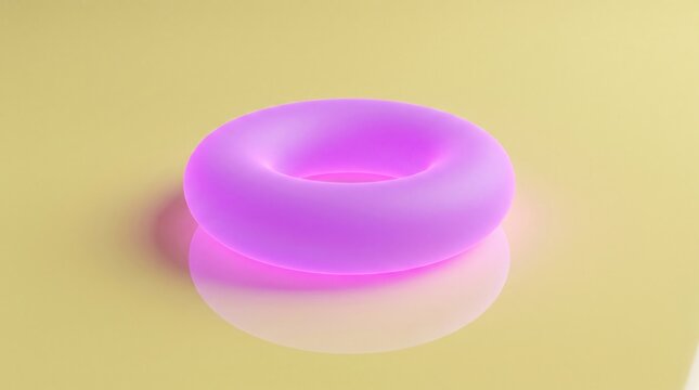 Glowing magenta torus with soft gradient on pale yellow backdrop