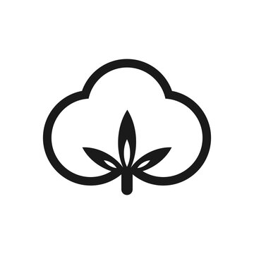 Cotton icon vector illustration, 100% pure organic cotton symbol for fabric label and textile packaging