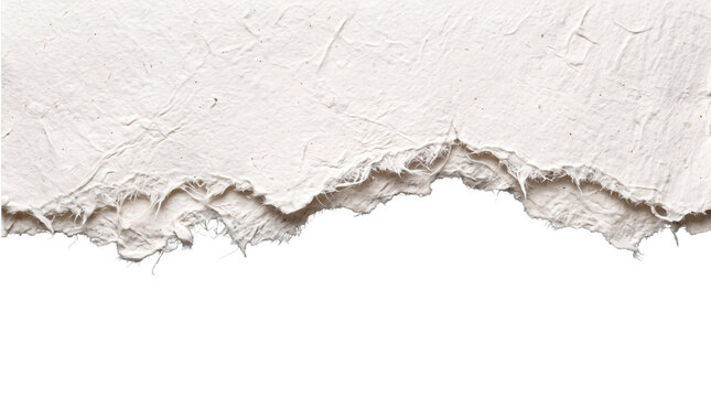 Torn paper texture with jagged edge on isolated background