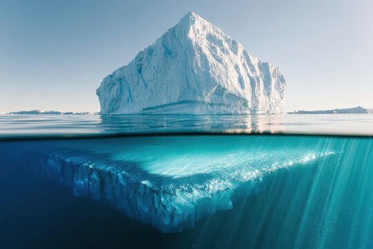 Melting iceberg and turquoise sea: a photographic study of hidden climate risks beneath the surface