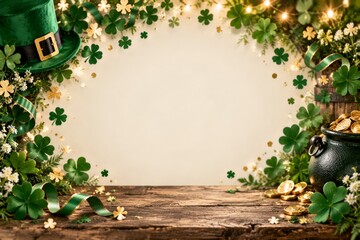 Obraz premium Decorative Scene With Green Elements for St. Patricks Day Celebration