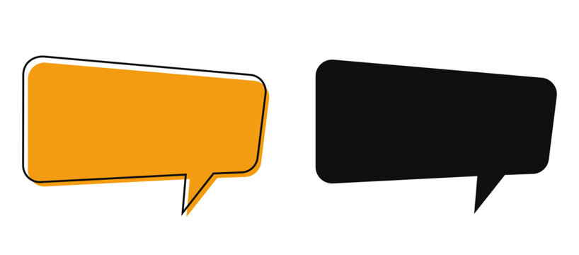Two rectangular speech bubbles in orange and black isolated on transparent background