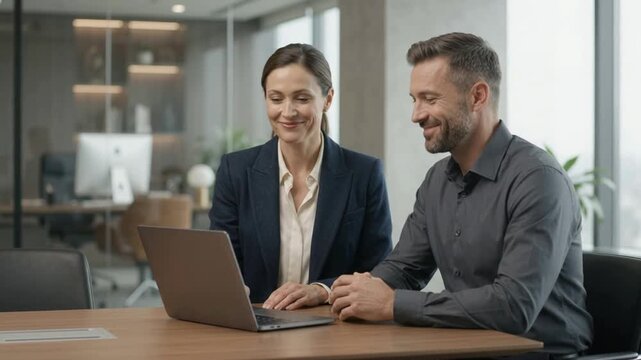 Business professionals collaborating and sharing knowledge in a