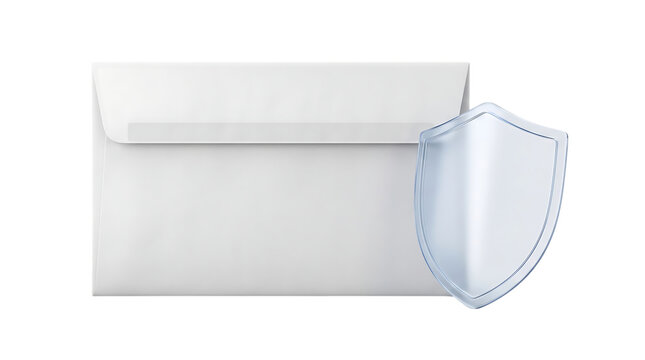 White envelope and a blue shield icon representing email security and data protection