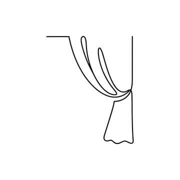Minimalist Single Continuous Line Art Drawing of a Window Curtain