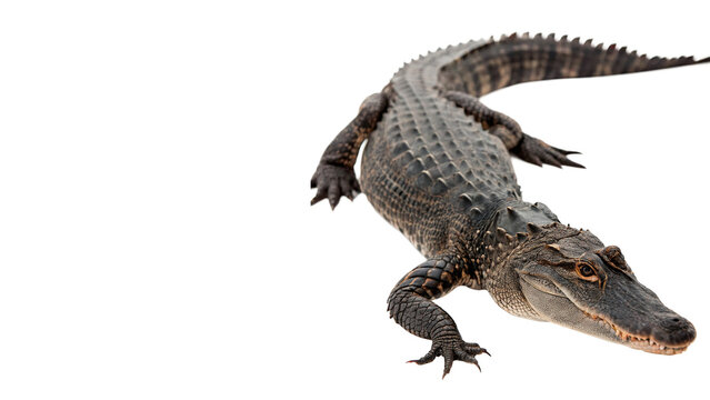 Wild dangerous alligator crocodile reptile wildlife swamp predator animal isolated on transparent background