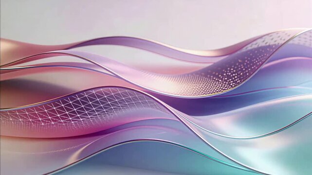 Pastel 3D flowing wave abstract background with smooth layered forms