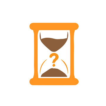 Orange Hourglass with Question Mark Time Mystery Vector Icon