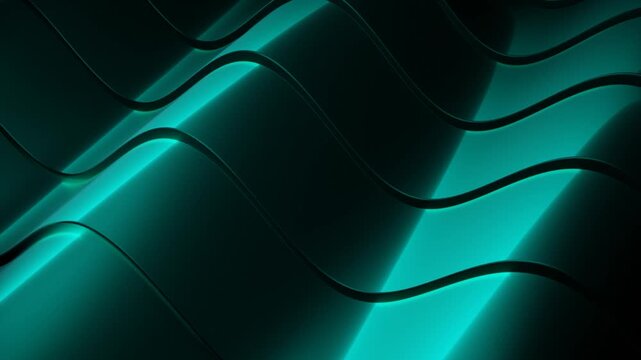 Teal dark wave abstract background with smooth glowing curves