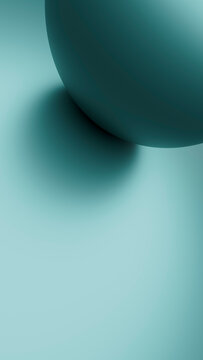 Blue 3d digital sphere casting soft shadow on gradient background