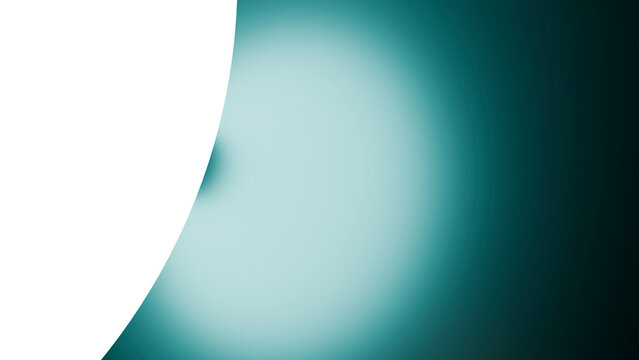 Abstract digital illustration with curved white shape and teal
