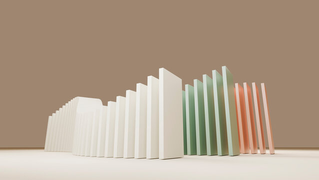 Arranged domino tiles in white, green