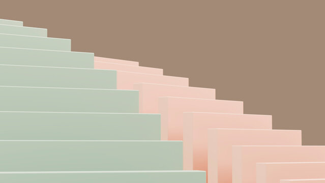 Minimalist pastel green and pink stairs with geometric design