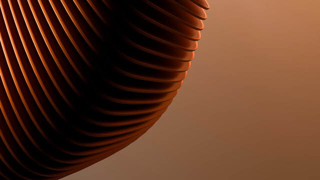 Abstract orange curved waves 3d illustration