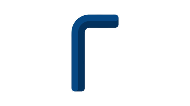 L shaped metallic silhouette on a white background