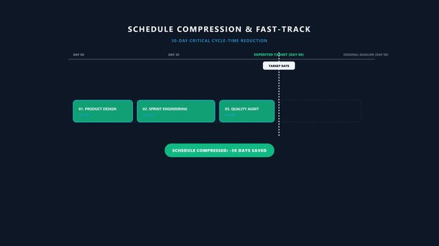 Deadline compression animation shrinking project schedule timeframes