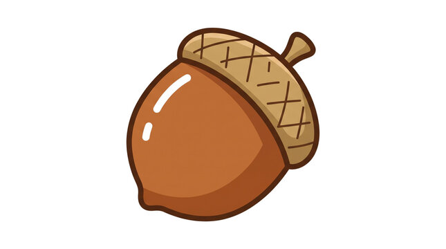 Brown acorn nut cartoon vector illustration, autumn oak tree seed clip art isolated on transparent background