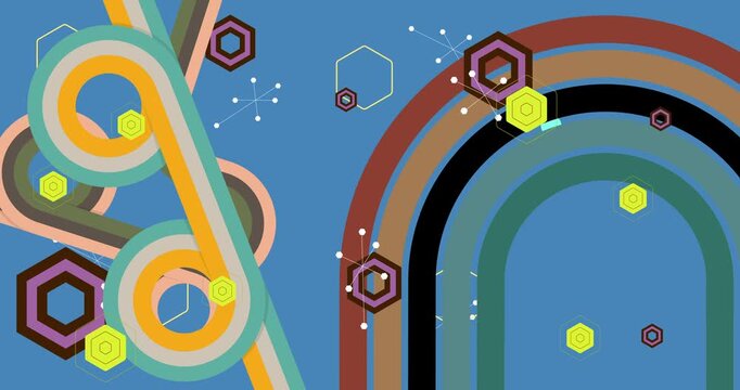 Retro 70s Background animation with Groovy 1970s art video. Minimalistic Vintage design, old-fashioned color artwork.