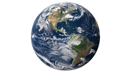Detailed realistic planet earth globe showing continents cloud patterns science isolated on transparent background © Arthur
