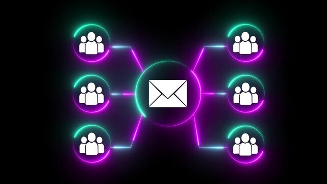 Email security solution concept Automated secure mail scanning system and data protection on the black background.