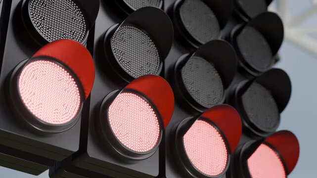 car racing starting lights sequence signalling the beginning of the start.concept start,begin,career path,business strategy,opportunity and change