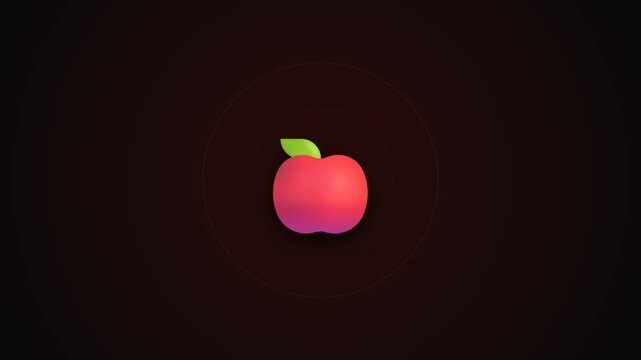 Red stylized 3d apple fruit grid pattern on black background