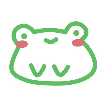 Cute green frog head illustration isolated on transparent background