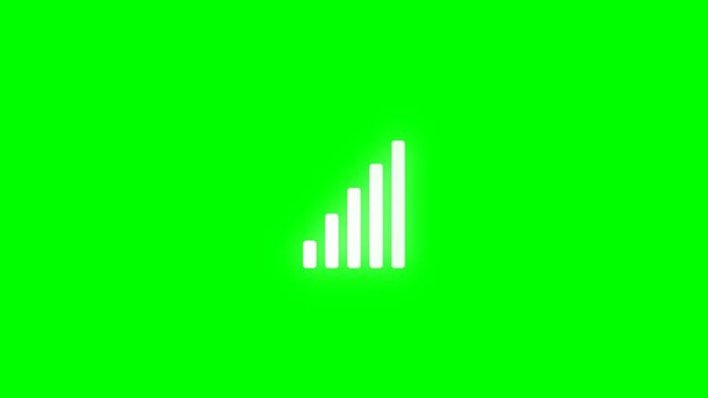 Multiple white signal strength icons on green screen background