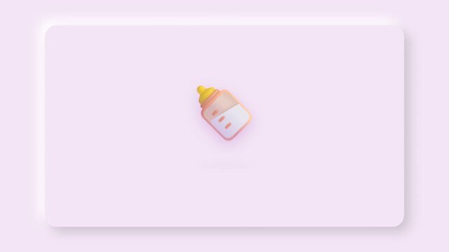 Six 3d baby milk bottle icons displayed on soft pink grid cards
