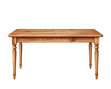 Simple, sturdy wooden table with rounded corners and classic spindle legs