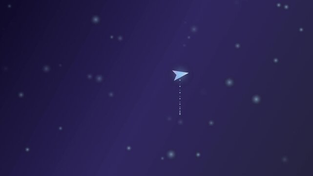 Cursor arrow navigating down through glowing digital stars in dark space